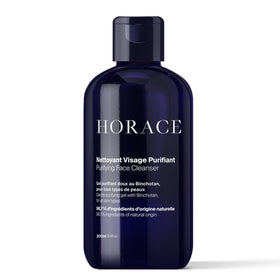 HORACE front bottle shot showing clean unscented packaging, promotes gentle purification