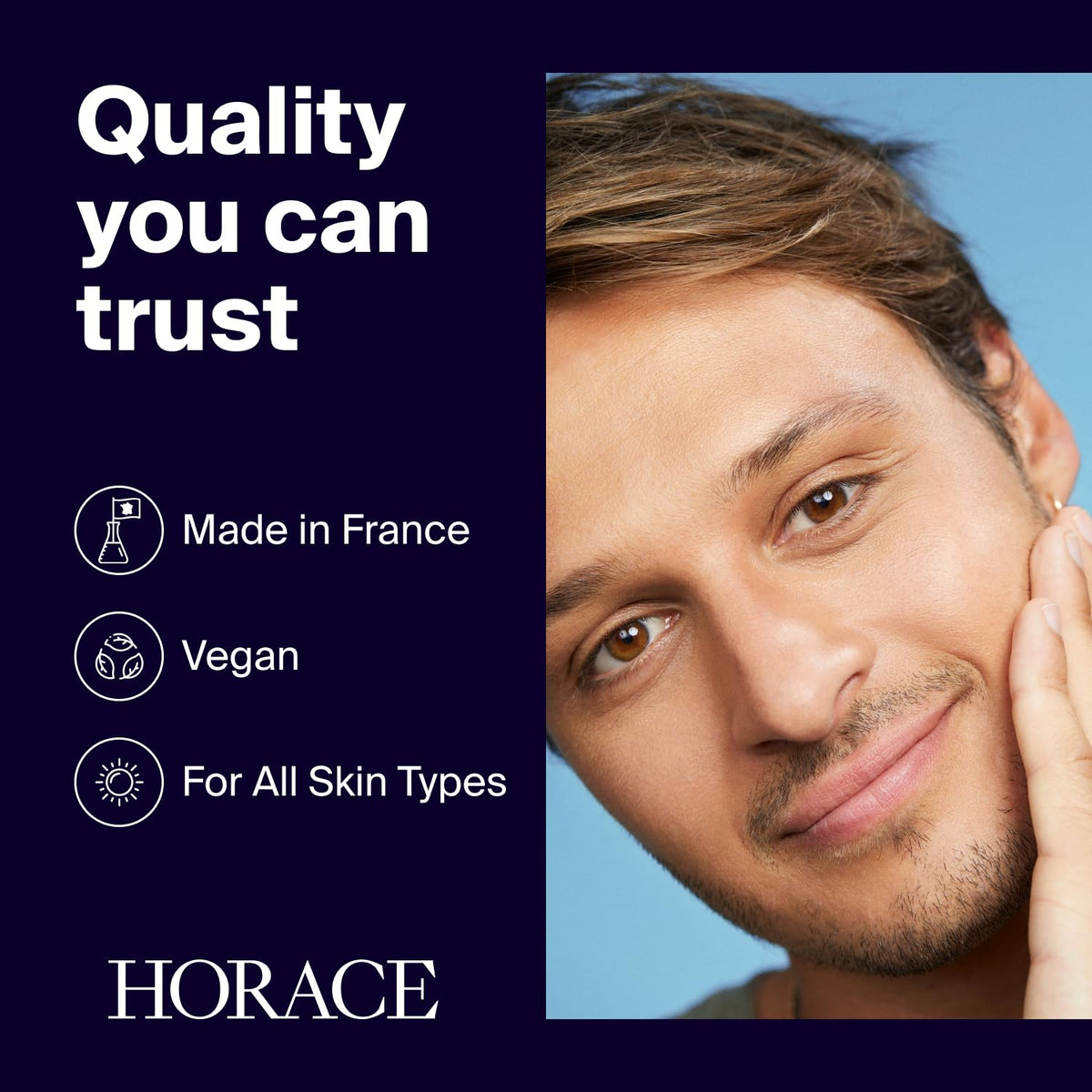 HORACE label close-up focusing on ingredients list and natural-derived benefits