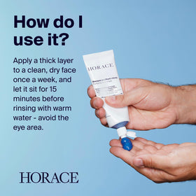 HORACE being applied on male face demonstrating easy weekly use