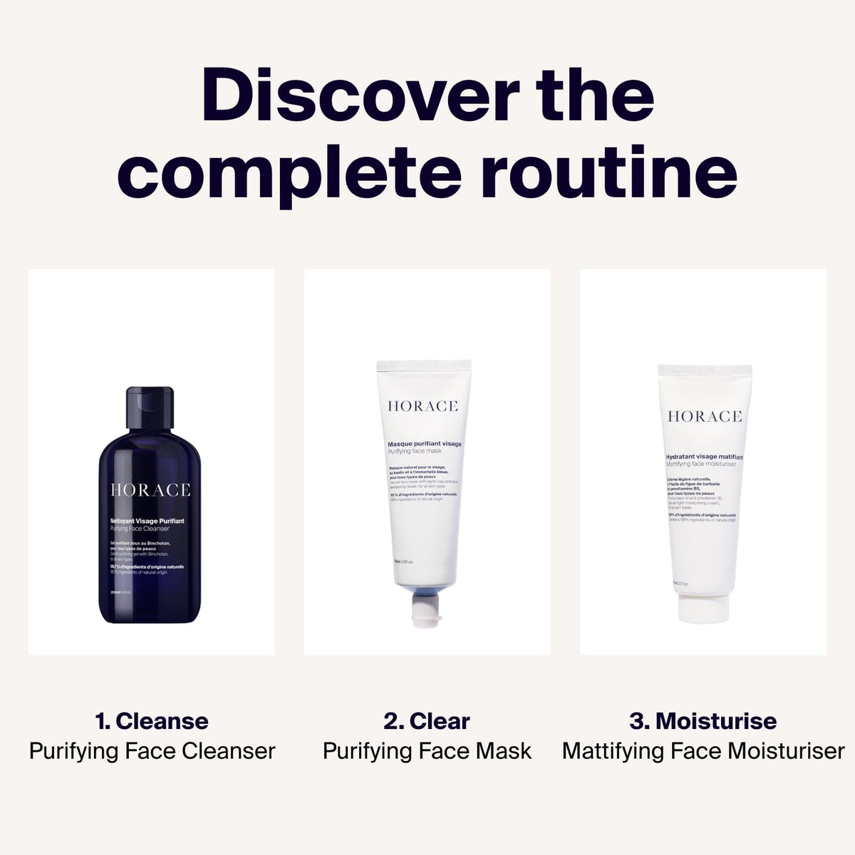 HORACE mask placed in bathroom setting suggesting simple at-home skincare ritual