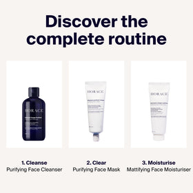HORACE mask placed in bathroom setting suggesting simple at-home skincare ritual