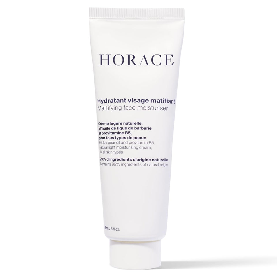 HORACE front packaging shows clean matte tube, highlighting travel-friendly benefit