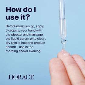 HORACE bottle label detail showcasing ingredient names and unscented formulation