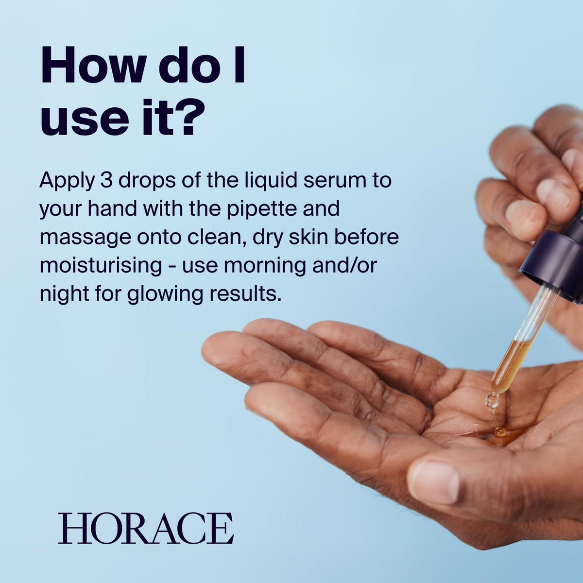 HORACE ingredient label displaying Vitamin C and glycolic acid benefits
