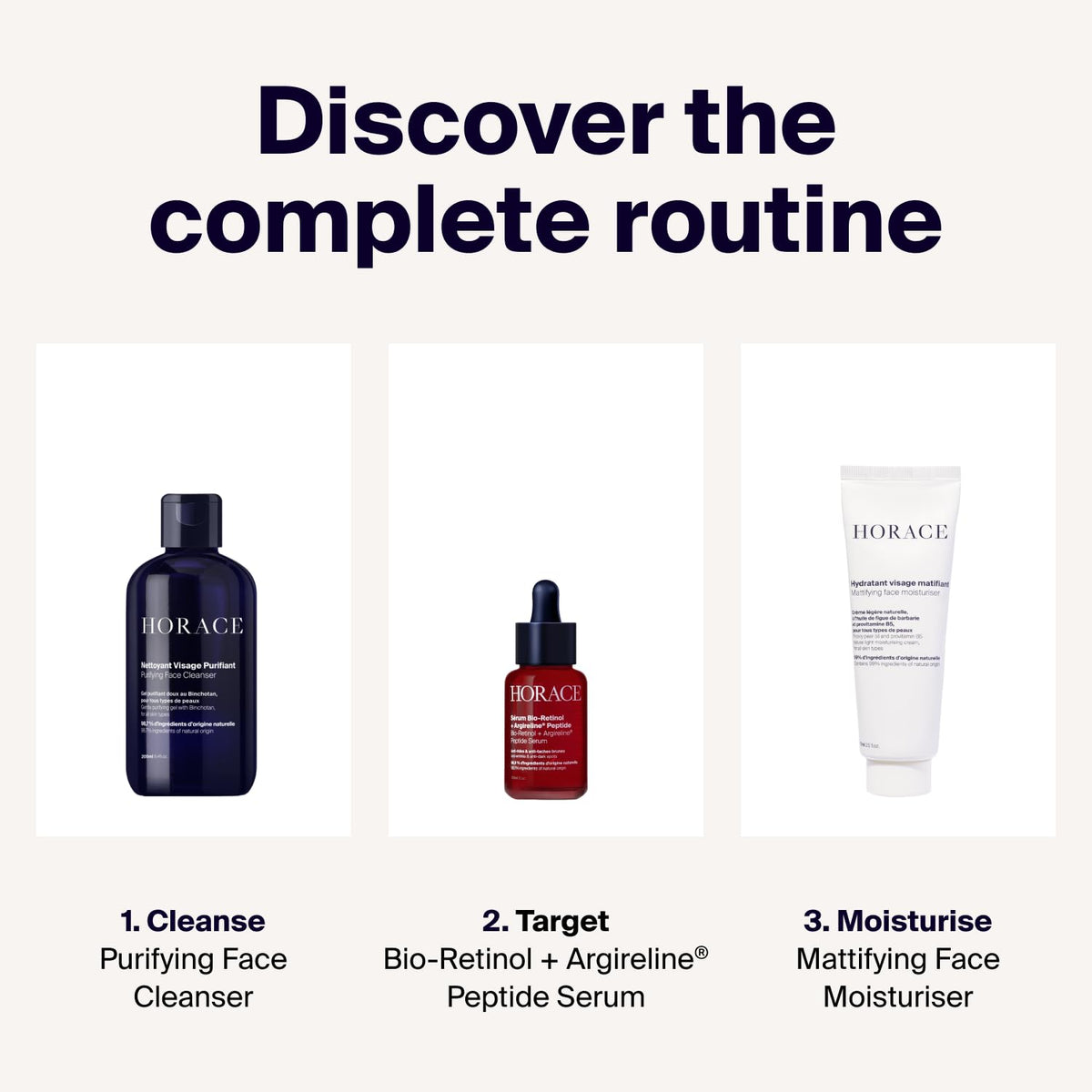 HORACE product in a minimalist bathroom setting showing grooming routine benefit