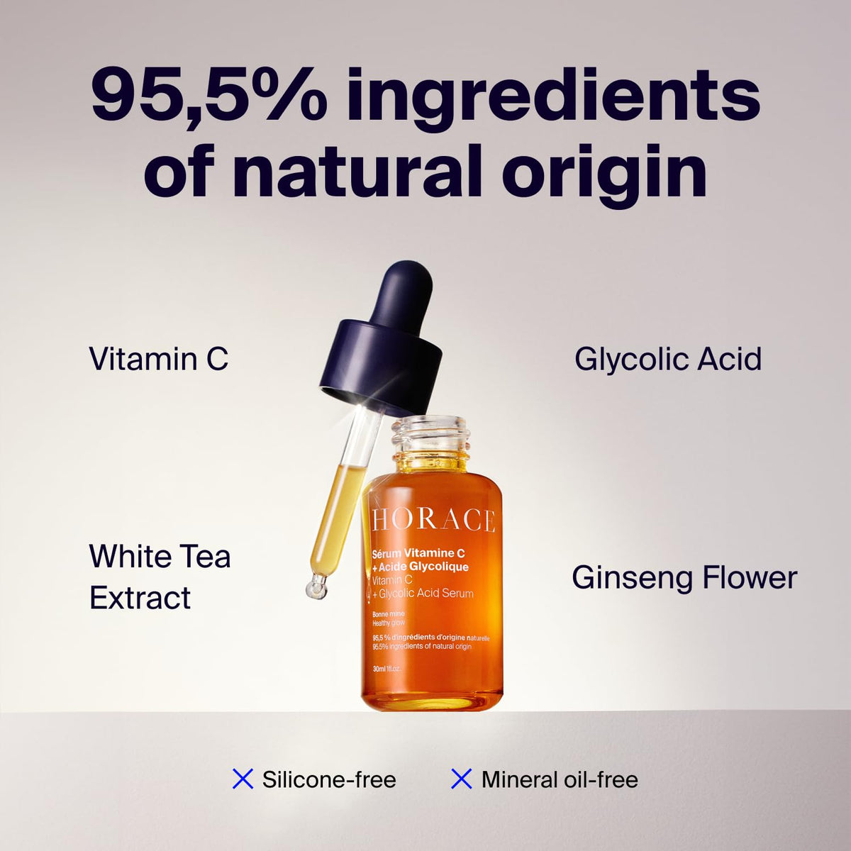 HORACE serum texture on skin highlighting lightweight absorbency