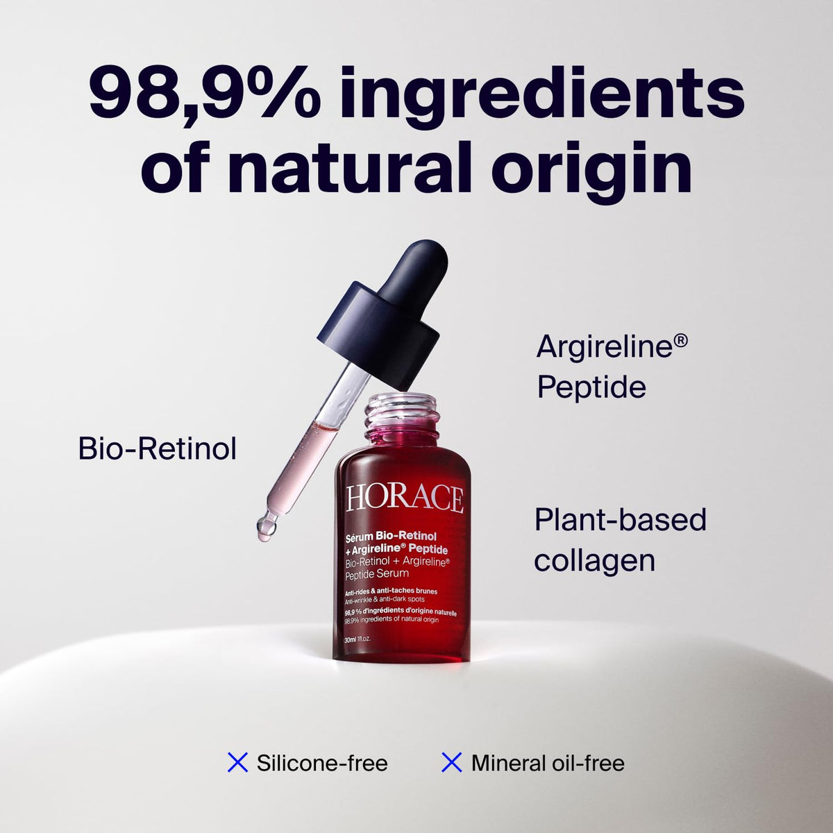 HORACE close-up of serum drop showing lightweight texture for quick absorption