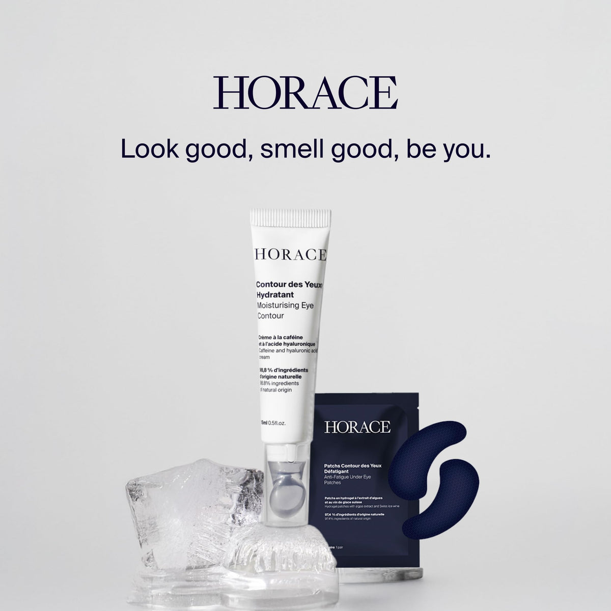 HORACE ingredient label panel visible emphasizing natural and vegan formula