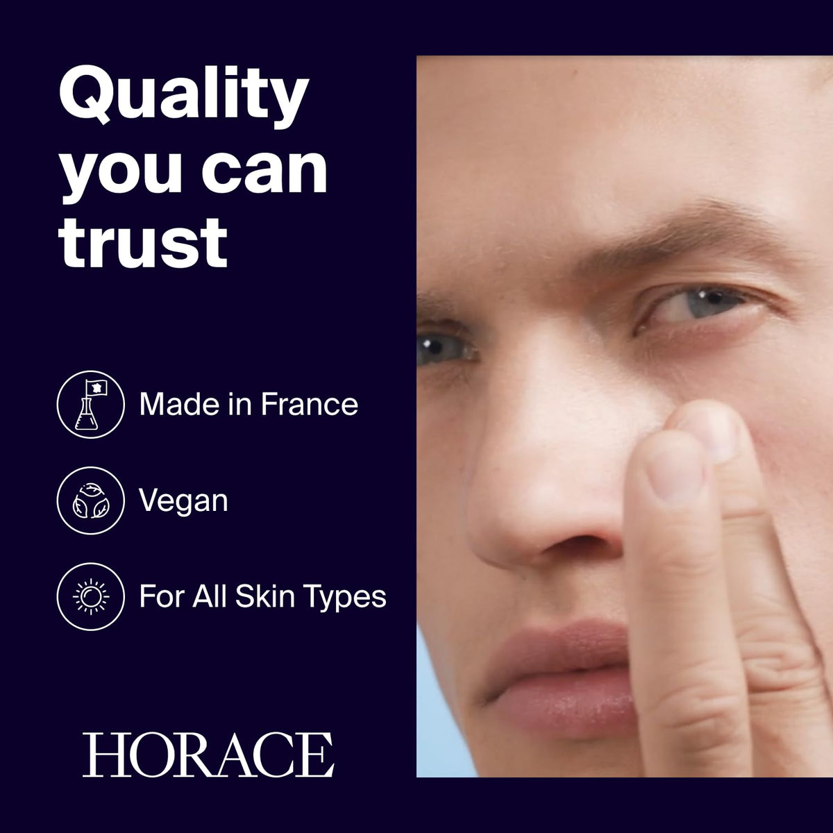 HORACE size comparison next to a coin showing compact 15ml portability