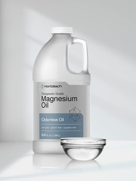 Horbäach bottle staged in spa bathroom to illustrate calming self-care routine