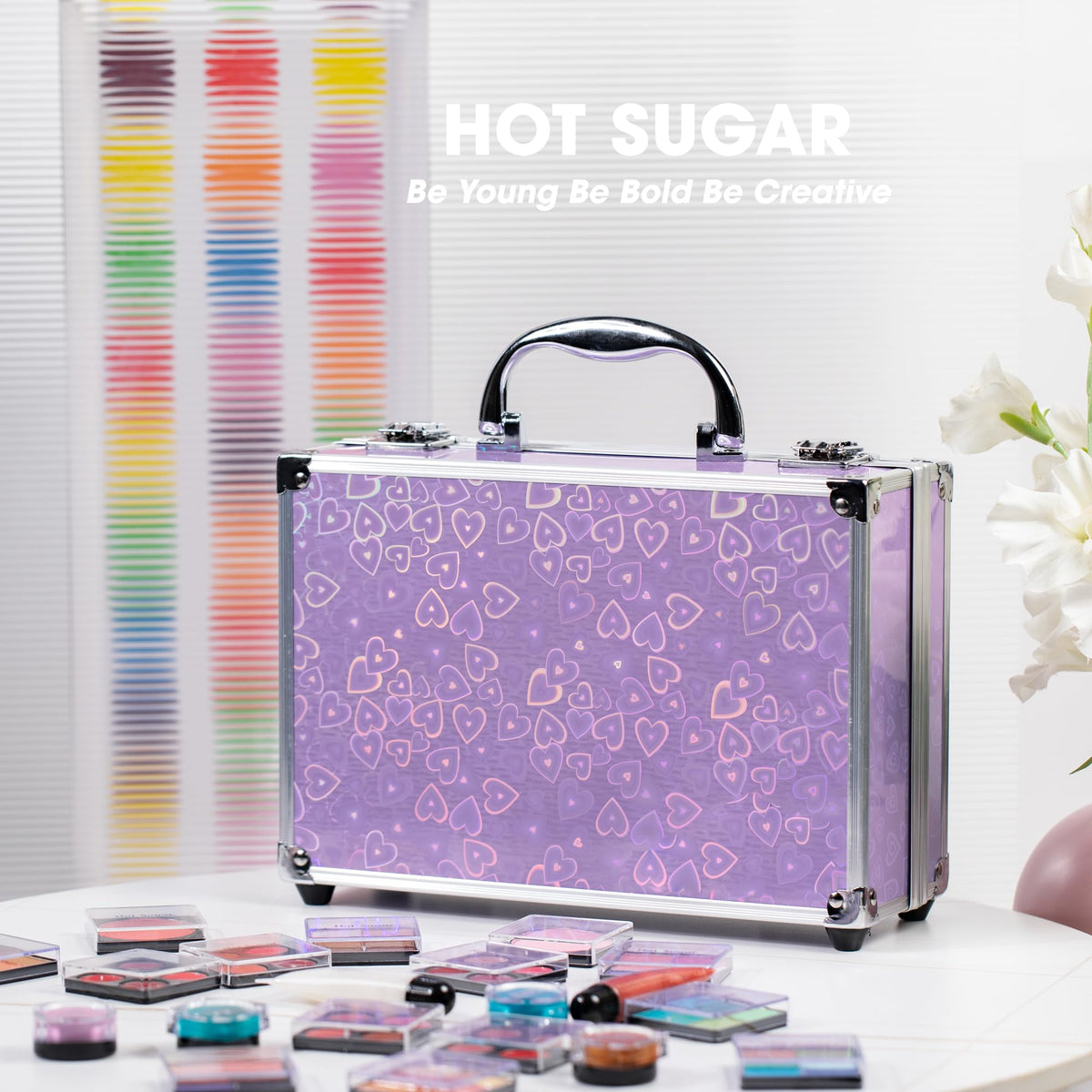 Hot Sugar teen using kit mirror for quick touch-ups, ideal for travel