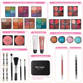 Hot Sugar lip balm and gloss array demonstrating moisturized, glossy lips