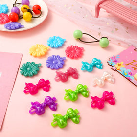 Hoteam elastic ties with double beads close-up, quick decorative ponytail
