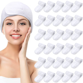 Hoteam front pack of 30 white headbands showing quantity and packaging benefit