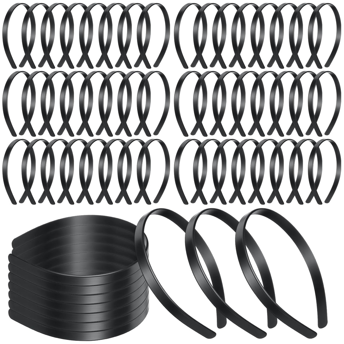Hotop front packaging showing 100 black headbands and clear bulk value