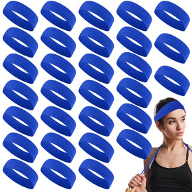 Hotop front pack of 30 royal blue headbands showing quantity and neat stacking for convenience