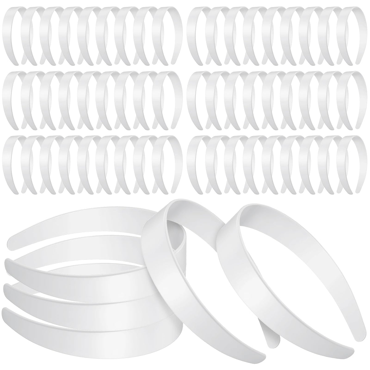 Hotop front view of bulk white headbands showing quantity and plain design, ready to craft