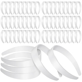 Hotop front view of bulk white headbands showing quantity and plain design, ready to craft