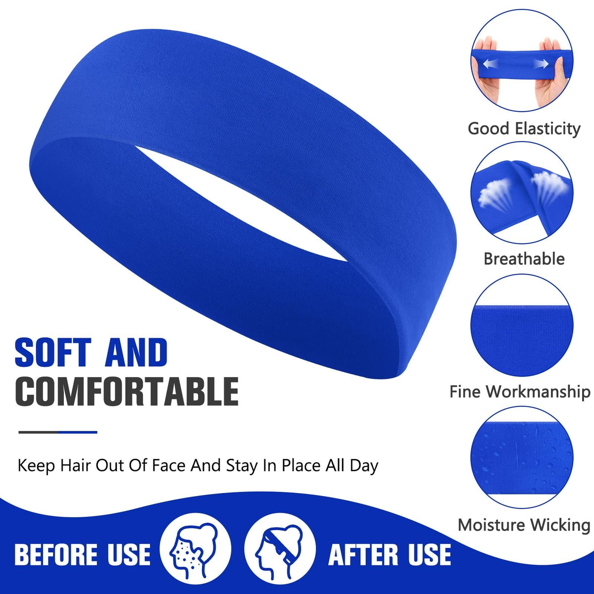 Hotop headband worn during yoga demonstrating secure non-slip fit and sweat control