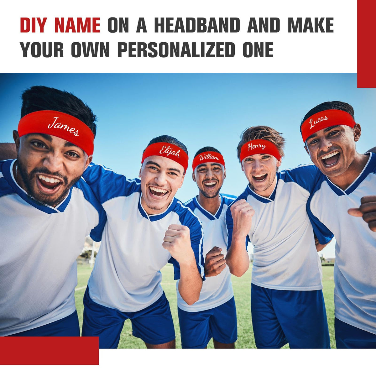 Hotop red headband customized with logo for team branding