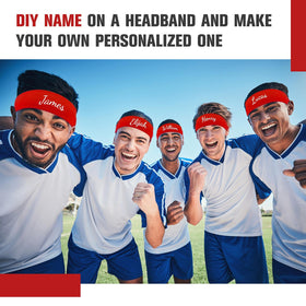 Hotop red headband customized with logo for team branding