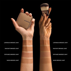HOURGLASS bronzer applied in makeup routine for natural sculpting