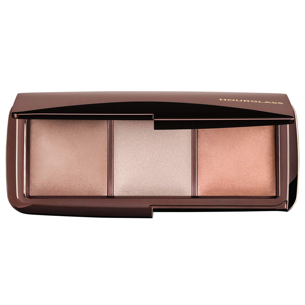 HOURGLASS ambient palette front packaging showing three powders and compact for polished finishing