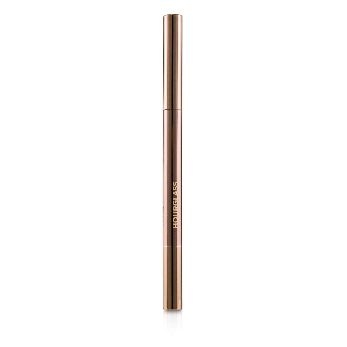 Hourglass triangular tip close-up revealing precision edge for hairlike strokes and blended finish