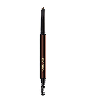 HOURGLASS front view of brow sculpting pencil showing compact double-ended design and benefit of convenience