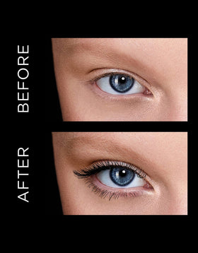 Hourglass mascara worn in lifestyle shot delivering dramatic, camera-ready lashes