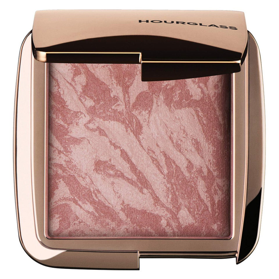 Hourglass compact front view showing mood exposure shade and sleek packaging benefit