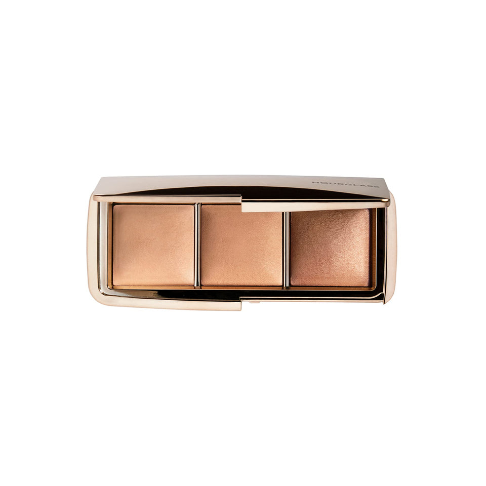 HOURGLASS palette front open showing three powders and compact for versatility