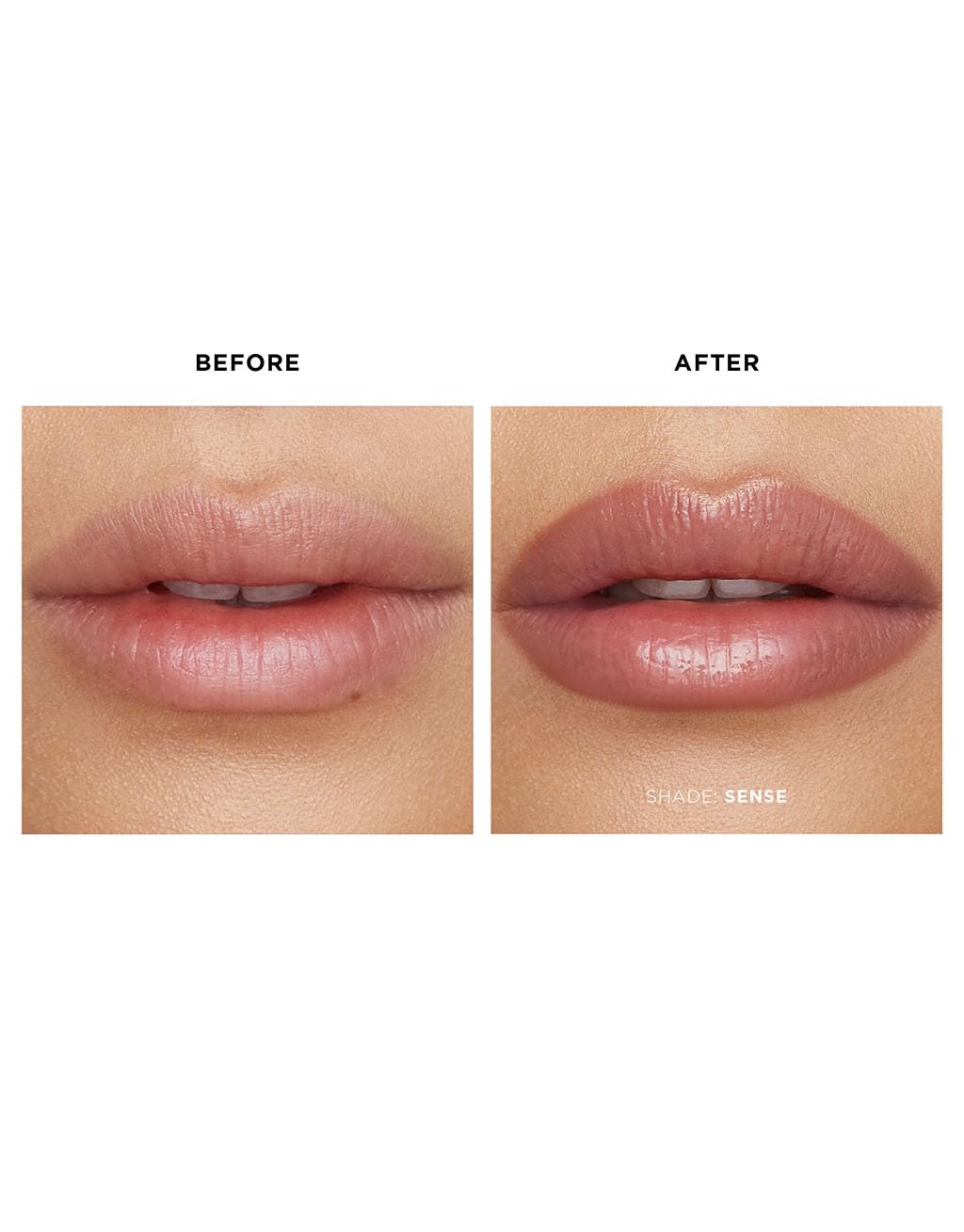 HOURGLASS balm applied to lips demonstrating plumping look and smooth coverage