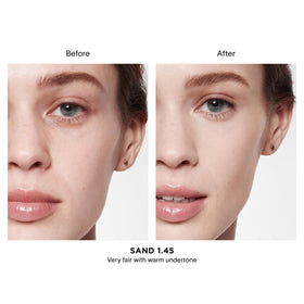 Hourglass texture close-up showing smooth cream finish and blur benefit