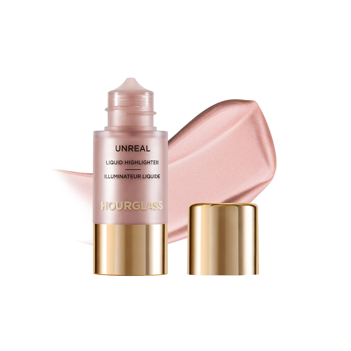 HOURGLASS front packaging showing sleek bottle and dropper, highlights portability