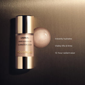 HOURGLASS styled on bathroom vanity, suggests daily skincare-makeup integration