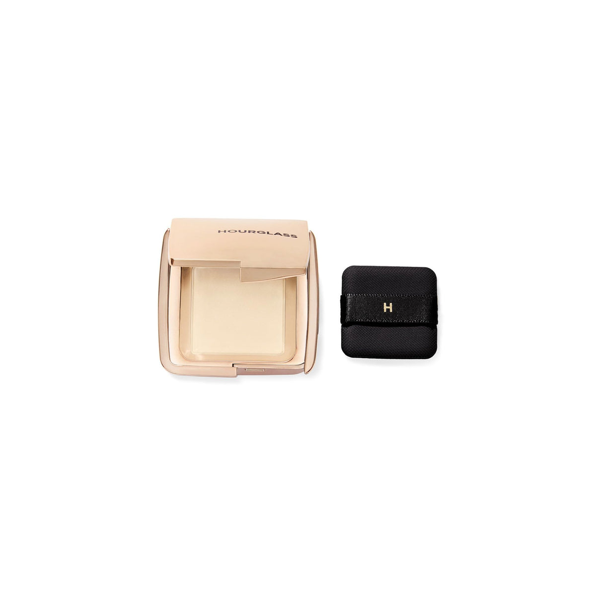 HOURGLASS compact front view showing travel-ready design and sleek finish