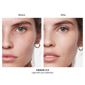 Hourglass Vanish wand application detail demonstrating precise, buildable coverage
