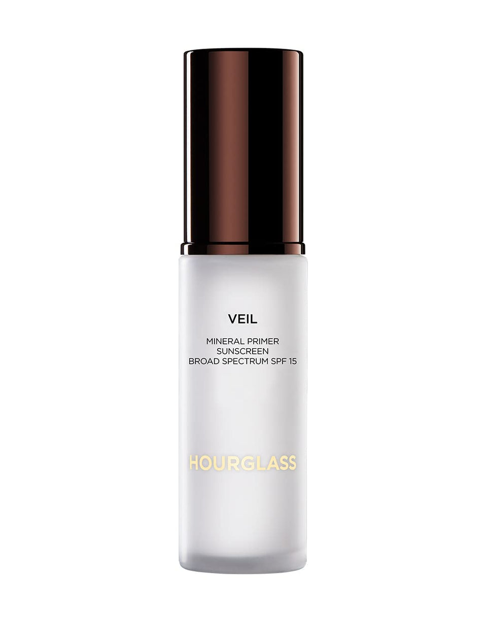 HOURGLASS front packaging of Veil Mineral Primer showing sleek tube and label, professional protection