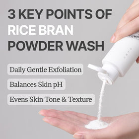House of Dohwa powder close-up displaying fine rice bran texture and easy blending benefit