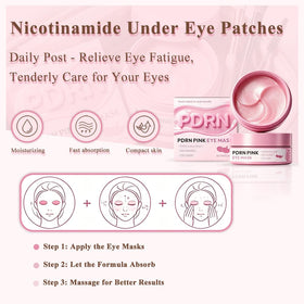 HPUFKOT under-eye patches applied to closed eye demonstrating secure fit and cooling effect