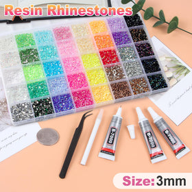 HRLbrc open 40-grid organizer displaying neat color-separated rhinestone compartments for easy access