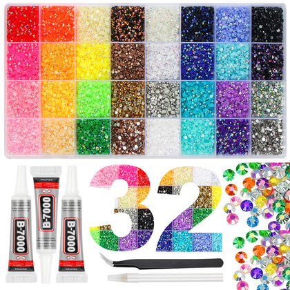 HRLbrc front packaging showing 32-grid box and organized rhinestones for easy access