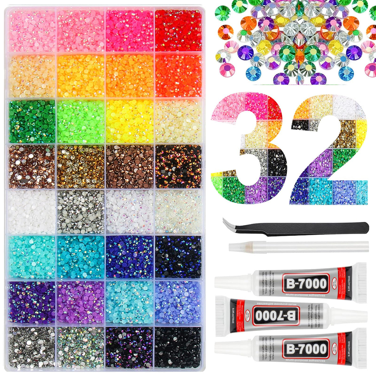 HRLbrc front packaging showing complete bedazzling kit and organized box benefit convenience