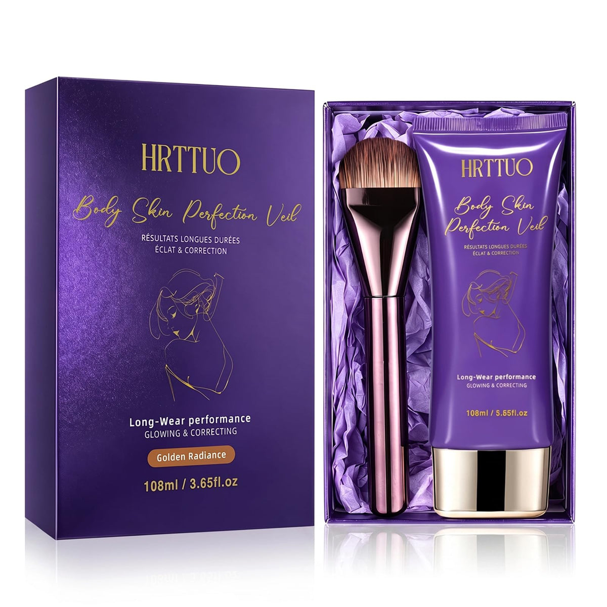 HRTTUO front packaging showing Golden Radiance shade benefits even tone