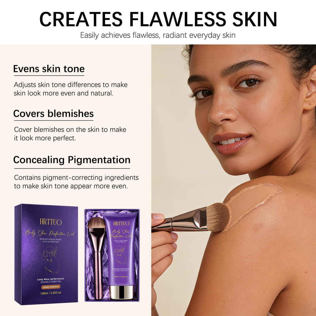 HRTTUO cream texture swiped on skin showing blendable smooth finish benefit