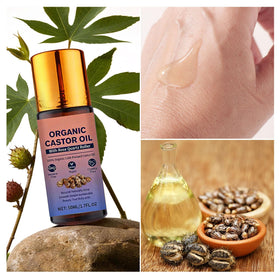 HTBGAA castor oil texture drop showing thickness and purity benefit