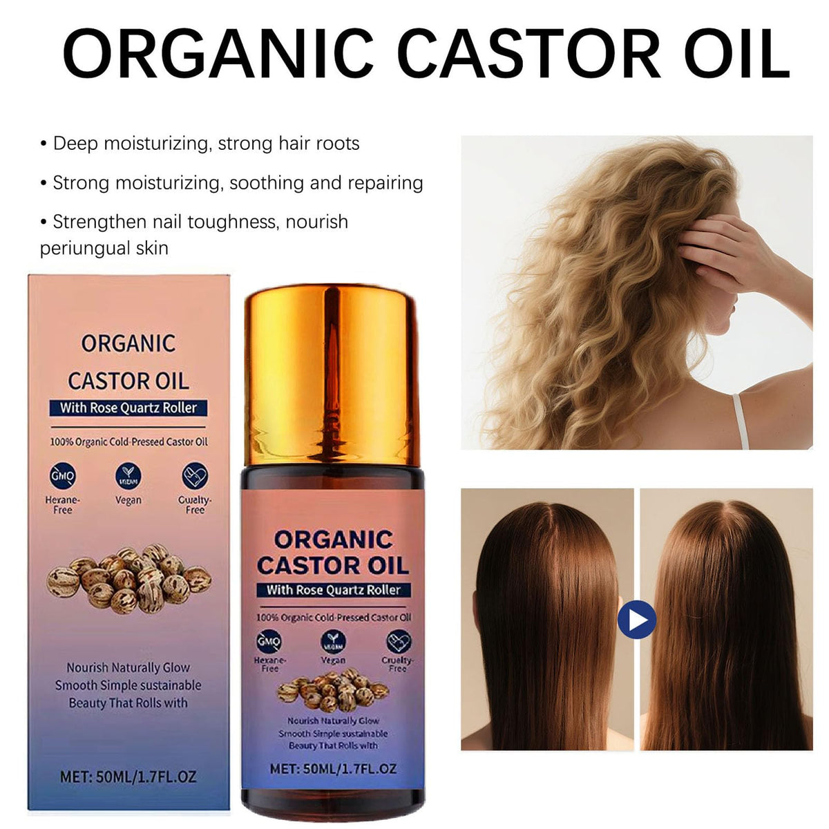 HTBGAA roll-on used on scalp section demonstrating targeted nourishment benefit