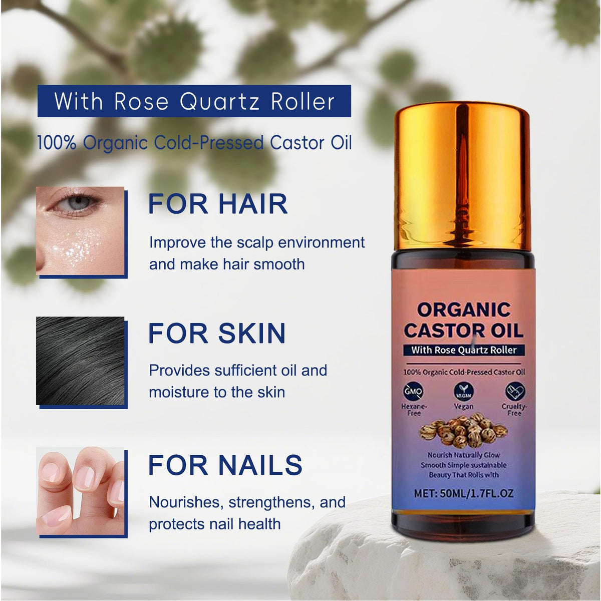 HTBGAA close-up of rose quartz roller highlighting smooth, controlled application benefit