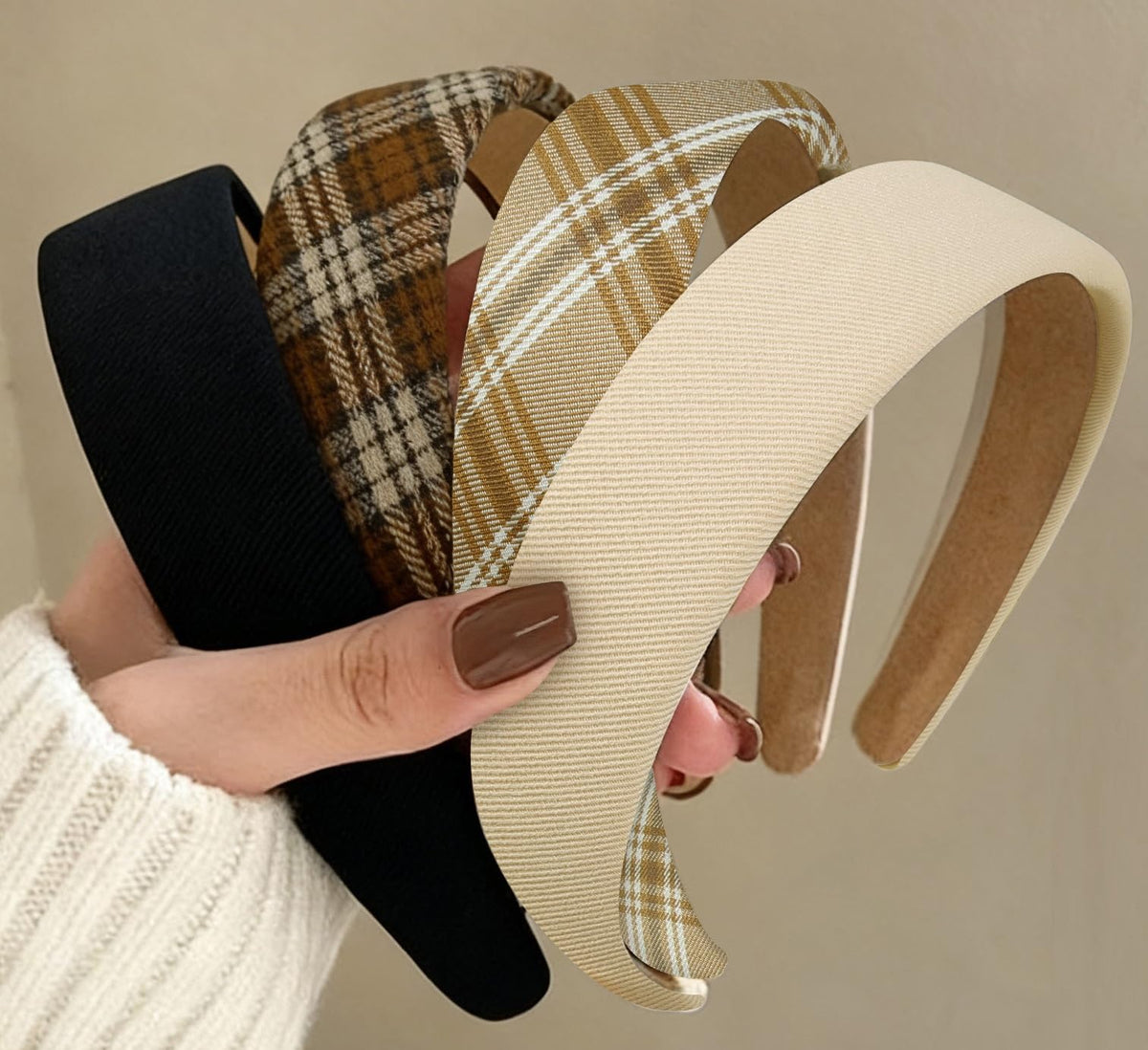 Huachi front view of headbands showing set and colors, stylish and ready to wear